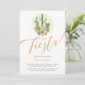 Fiesta Cactus Coral Sage Green Baby Shower Einladung (Stehend Vorderseite)