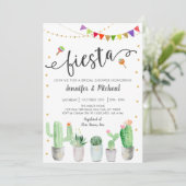 Fiesta Cactus Couples Brautparty Einladung (Stehend Vorderseite)