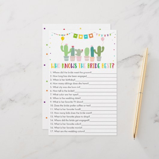 Fiesta Cactus, der das beste Spiel der Braut kennt (Vorderseite/Rückseite Beispiel)