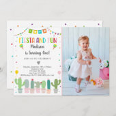 Fiesta Cactus First Birthday Einladung (Vorne/Hinten)