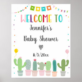 Fiesta Cactus Gender Neutral Baby Shower Willkomme Poster