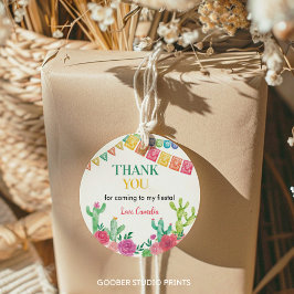 Fiesta Cactus Girl Birthday Party Labels Runder Aufkleber