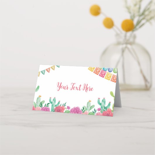 Fiesta Cactus Girl Birthday Platzkarte (Vorderseite)
