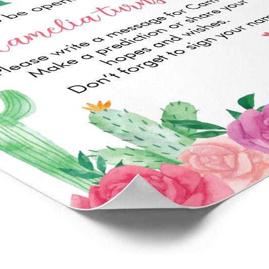 Fiesta Cactus Girl Birthday Time Kapsel Zeichen Poster (Ecke)