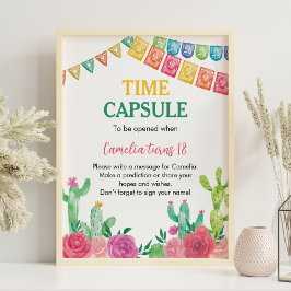Fiesta Cactus Girl Birthday Time Kapsel Zeichen Poster