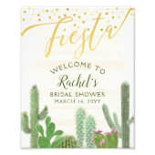 Fiesta Cactus Gold Script Brautparty Willkommen Fotodruck (Vorne)