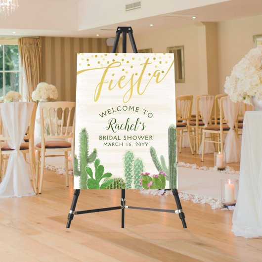 Fiesta Cactus Gold Script Brautparty Willkommen Fotodruck