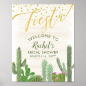 Fiesta Cactus Gold Script Brautparty Willkommen Poster (Vorne)