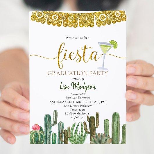 Fiesta Cactus Graduation Party Mexikanisch Einladung
