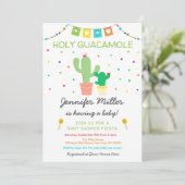 Fiesta Cactus Holy Guacamole Baby Shower Einladung (Stehend Vorderseite)