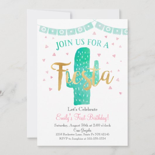 Fiesta Cactus Invitation, Perfekt für jede Veranst Einladung (Vorderseite)