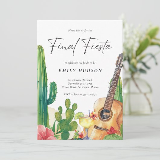Fiesta Cactus Junggeselinnen-Abschied Einladung (Stehend Vorderseite)