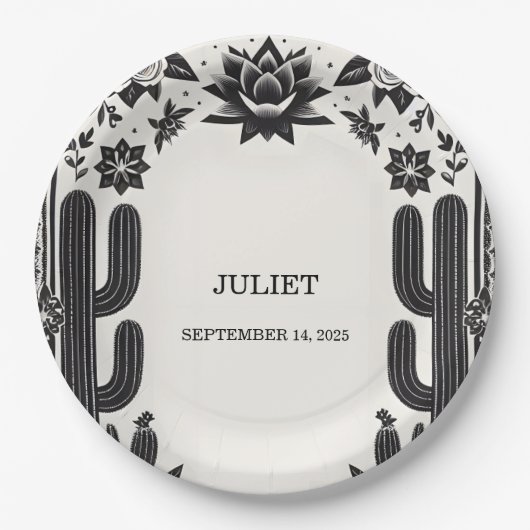 Fiesta Cactus Liebe in Bloom Mexicans Brautparty Pappteller (Vorderseite)
