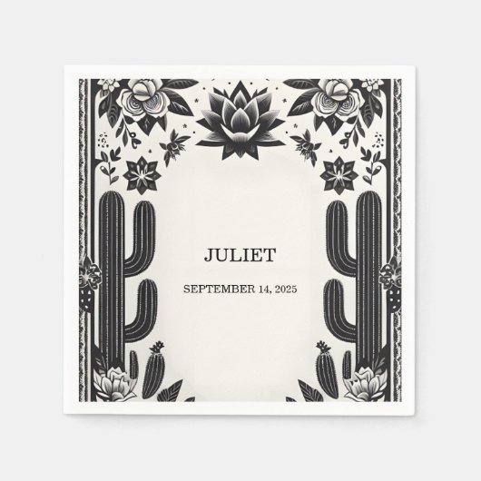 Fiesta Cactus Liebe in Bloom Mexicans Brautparty Serviette (Vorderseite)