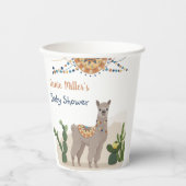 Fiesta Cactus Llama Baby Shower Pappbecher (Vorderseite)