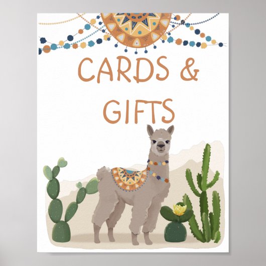 Fiesta Cactus Llama Baby Shower Poster (Vorne)