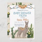 Fiesta Cactus Llama Kinderdusche Einladung (Vorne/Hinten)