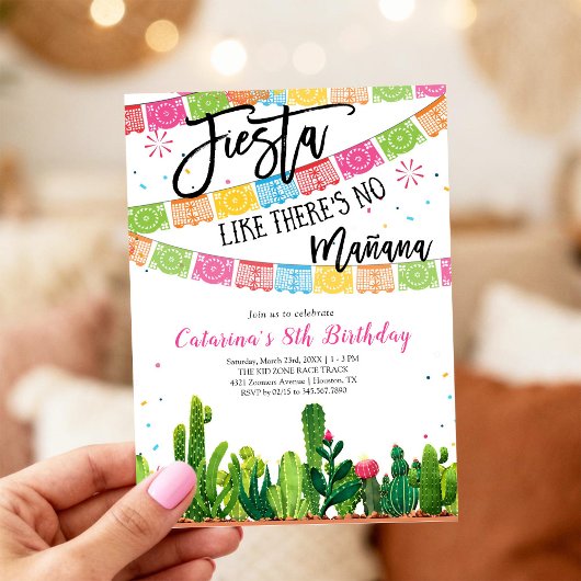 Fiesta Cactus Mexican Birthday Invitation Einladung