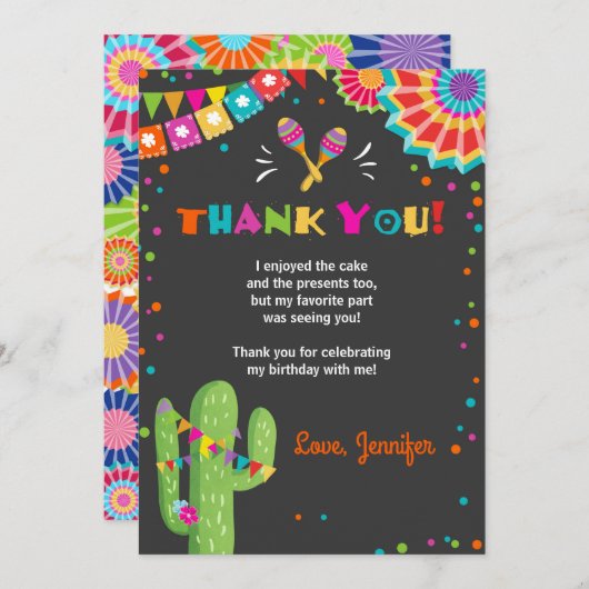 Fiesta Cactus Mexican Nacho Average Danke-Card Einladung (Vorne/Hinten)