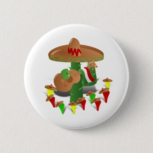 Fiesta Cactus mit Gitarren- und Tanzgitarren-Papri Button (Vorderseite)