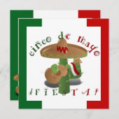 Fiesta Cactus mit Gitarren- und Tanzgitarren-Papri Einladung (Vorne/Hinten)