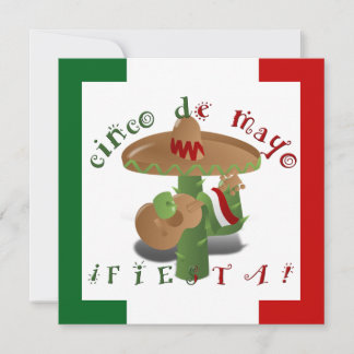Fiesta Cactus mit Gitarren- und Tanzgitarren-Papri Einladung