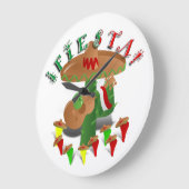 Fiesta Cactus mit Gitarren- und Tanzgitarren-Papri Große Wanduhr (Winkel)