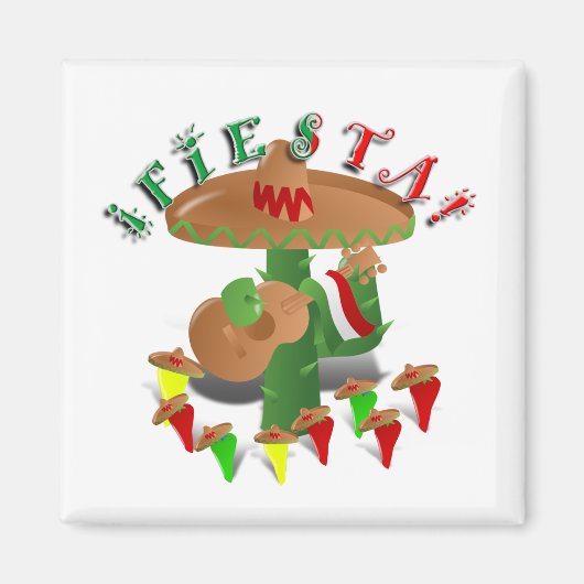 Fiesta Cactus mit Gitarren- und Tanzgitarren-Papri Magnet (Vorne)
