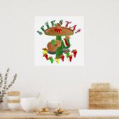 Fiesta Cactus mit Gitarren- und Tanzgitarren-Papri Poster (Küche)