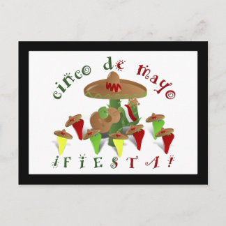 Fiesta Cactus mit Gitarren- und Tanzgitarren-Papri Postkarte