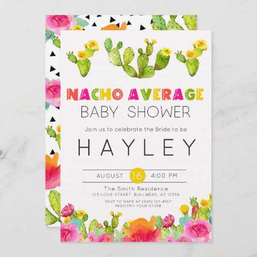 Fiesta Cactus Nacho Average Baby Shower Einladung (Vorne/Hinten)