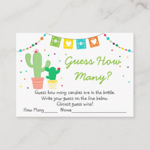 Fiesta Cactus rät wie viele Baby Shower Game Begleitkarte