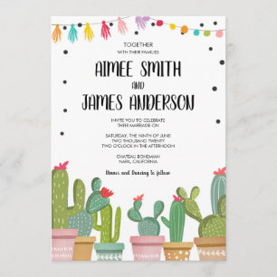 Fiesta Cactus succulent Mexican Wedding Einladung