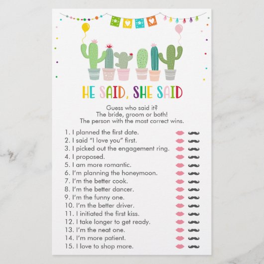 Fiesta Cactus succulent sagte er sagte, sie sagte (Vorderseite)