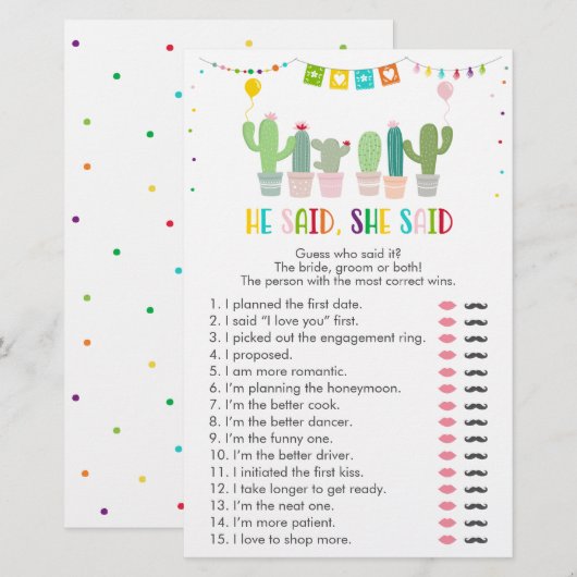 Fiesta Cactus succulent sagte er sagte, sie sagte (Vorne/Hinten)