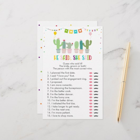 Fiesta Cactus succulent sagte er sagte, sie sagte (Vorderseite/Rückseite Beispiel)