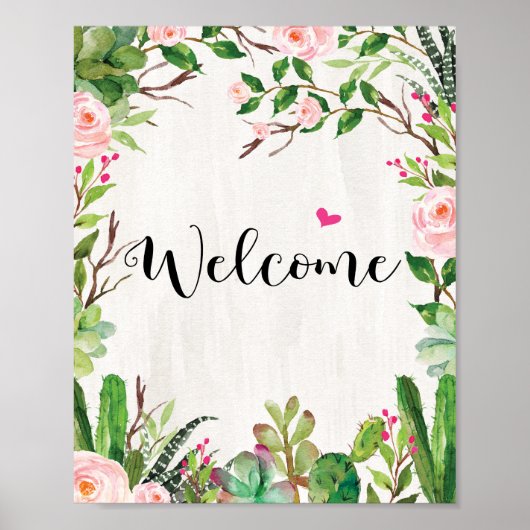 Fiesta Cactus Succulent Welcome Sign Poster (Vorne)