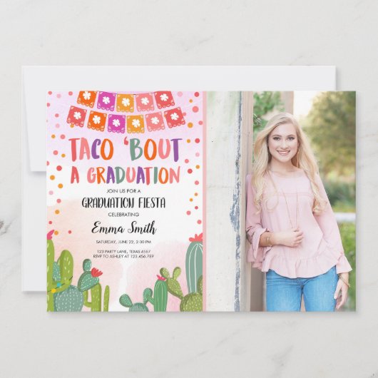 Fiesta Cactus Taco Bout a Abschluss Foto Einladung (Vorderseite)