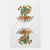 Fiesta Cactus w/Sombrero & Guitar Geschirrtuch (Vertikal)