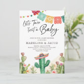 Fiesta Cactus Watercolor Baby Couples Dusche Einladung (Stehend Vorderseite)