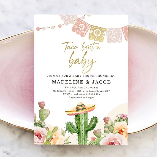 Fiesta Cactus Watercolor Baby Couples Shower Invit Einladung