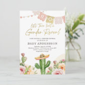 Fiesta Cactus Watercolor Baby Gender Reveal Party Einladung (Stehend Vorderseite)