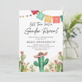 Fiesta Cactus Watercolor Baby Gender Reveal Party Einladung (Stehend Vorderseite)