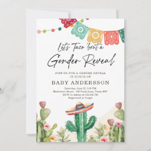 Fiesta Cactus Watercolor Baby Gender Reveal Party Einladung