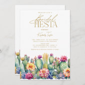 Fiesta Cactus Watercolor Brautparty Einladung (Vorne/Hinten)
