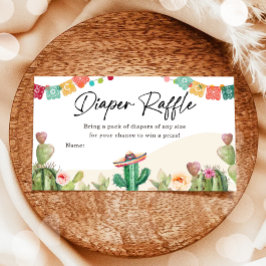 Fiesta Cactus Watercolor Diaper Raffle Ticket Begleitkarte