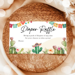 Fiesta Cactus Watercolor Diaper Raffle Ticket Begleitkarte
