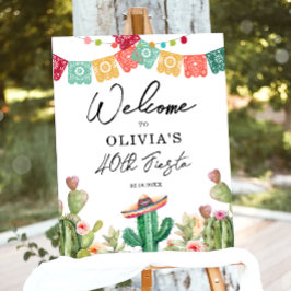 Fiesta Cactus Watercolor Mexican Birthday Party Poster