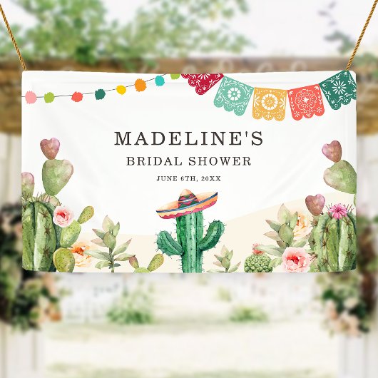Fiesta Cactus Watercolor Sukkulentes Brautparty Banner