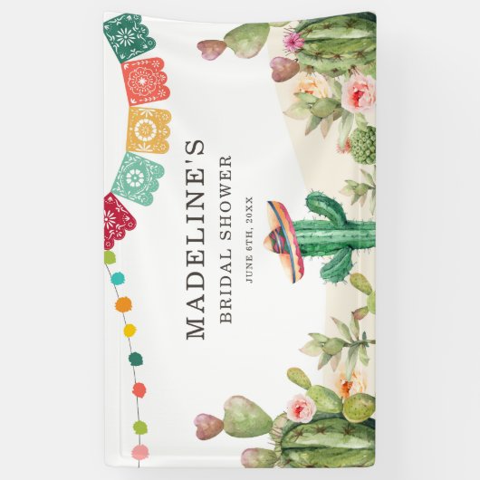 Fiesta Cactus Watercolor Sukkulentes Brautparty Banner (Vertikal)